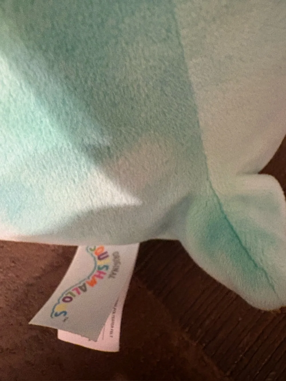 Squishmallows Aqua and White Round Plush with Smiling Face
